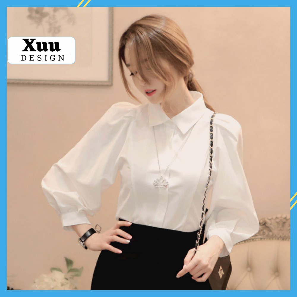 Áo Sơ Mi Nữ tay bồng Xuu Design, Áo kiểu nữ công sở thời trang chất vải đẹp không nhăn thoáng mát - SM12 - Hàng mới về