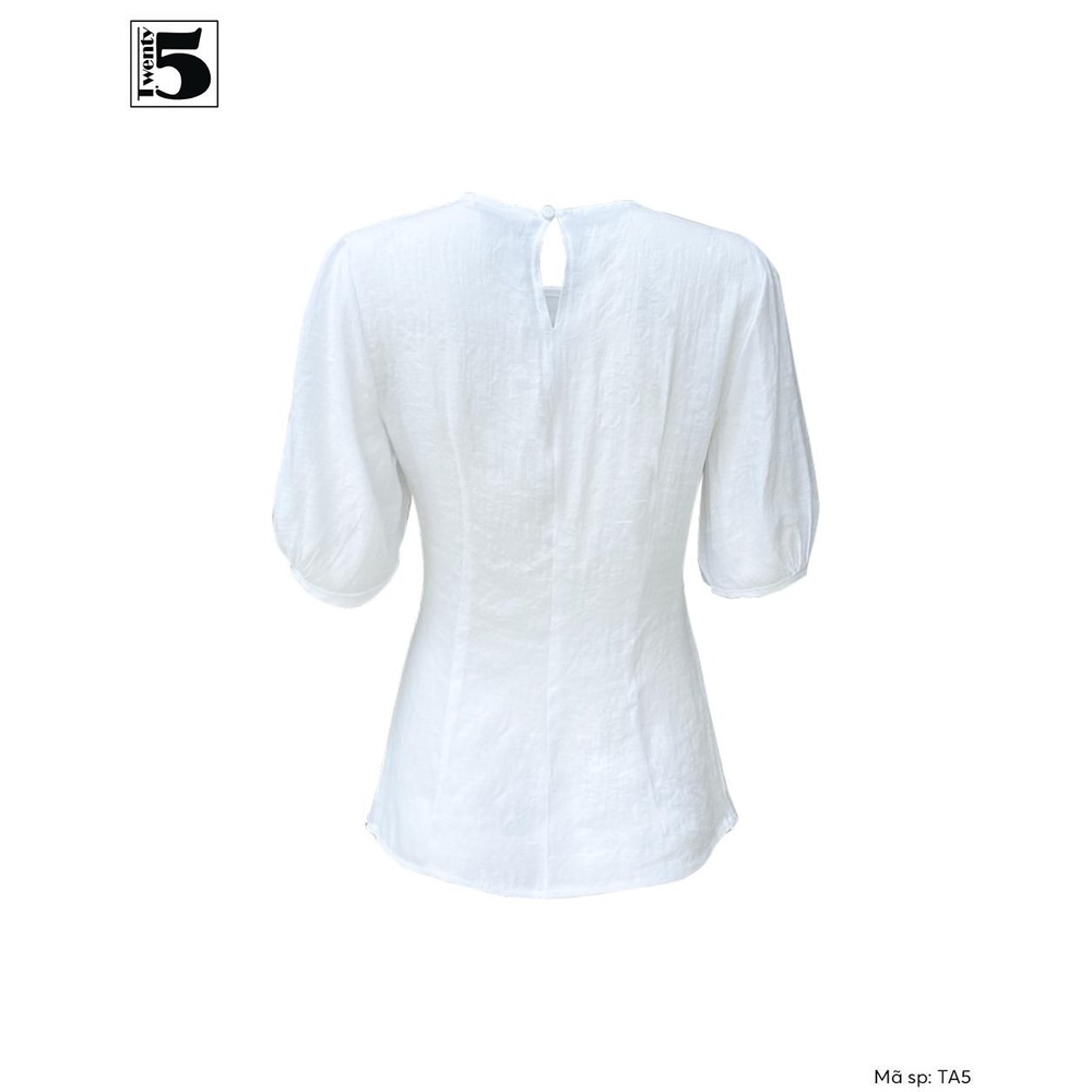 Áo sơ mi kiểu nữ công sở đắp tà thắt nơ eo chất cotton nhăn Twentyfive TA5