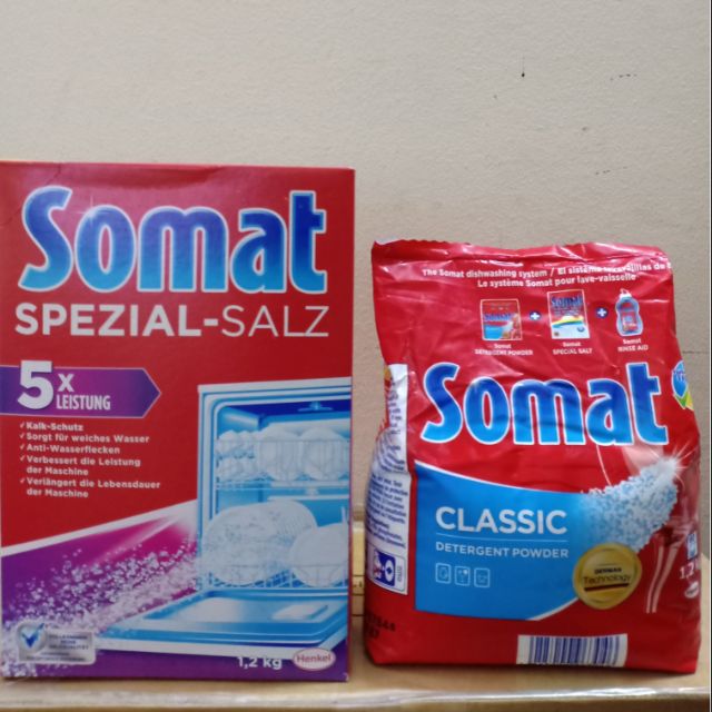 Combo bột rửa bát Somat+muối rửa bát Somat 1,2kg ( mẫu mới 2019 ) xuất xứ Đức