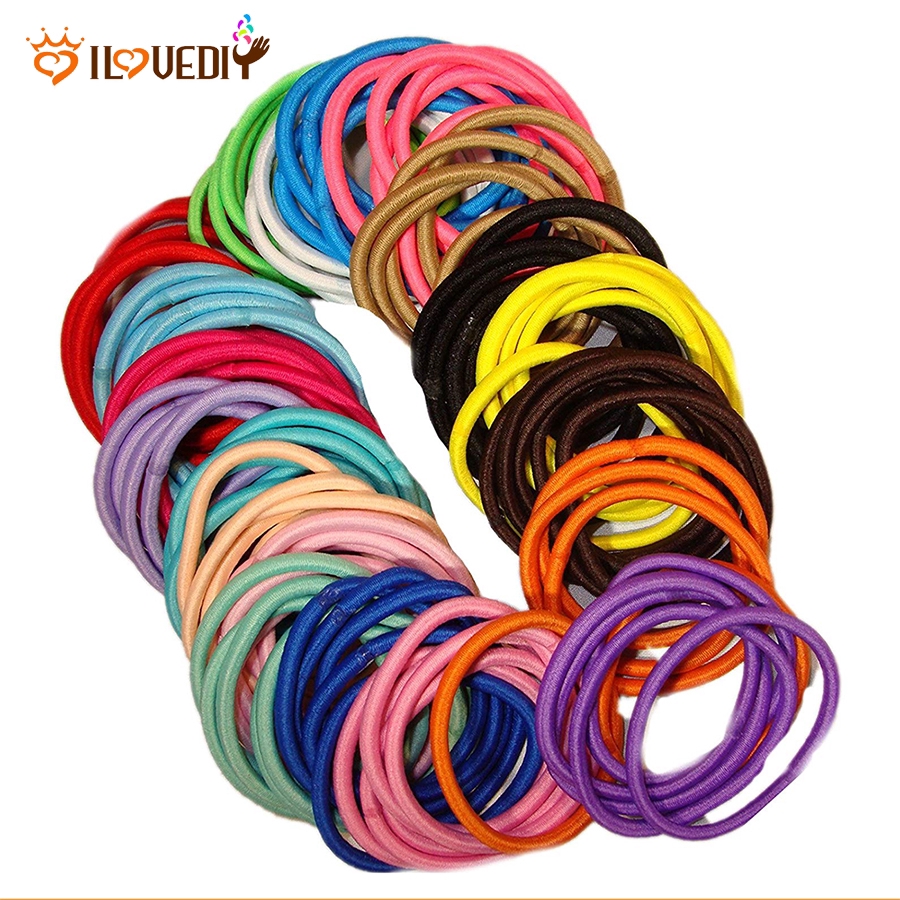 50 dây buộc tóc màu cầu vồng co giãn tốt