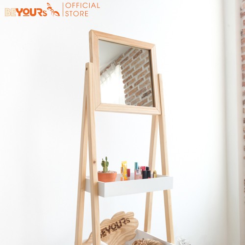 Gương Đứng Soi Trang Điểm BEYOURs Mirror Hanger Khung Gỗ Phối Kệ Nội Thất Lắp Ráp Phòng Ngủ