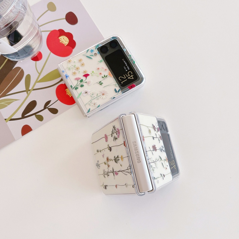 Ốp điện thoại hình vân da báo/ hoa thời trang chất liệu PC cứng cho Samsung Galaxy Z Flip 3