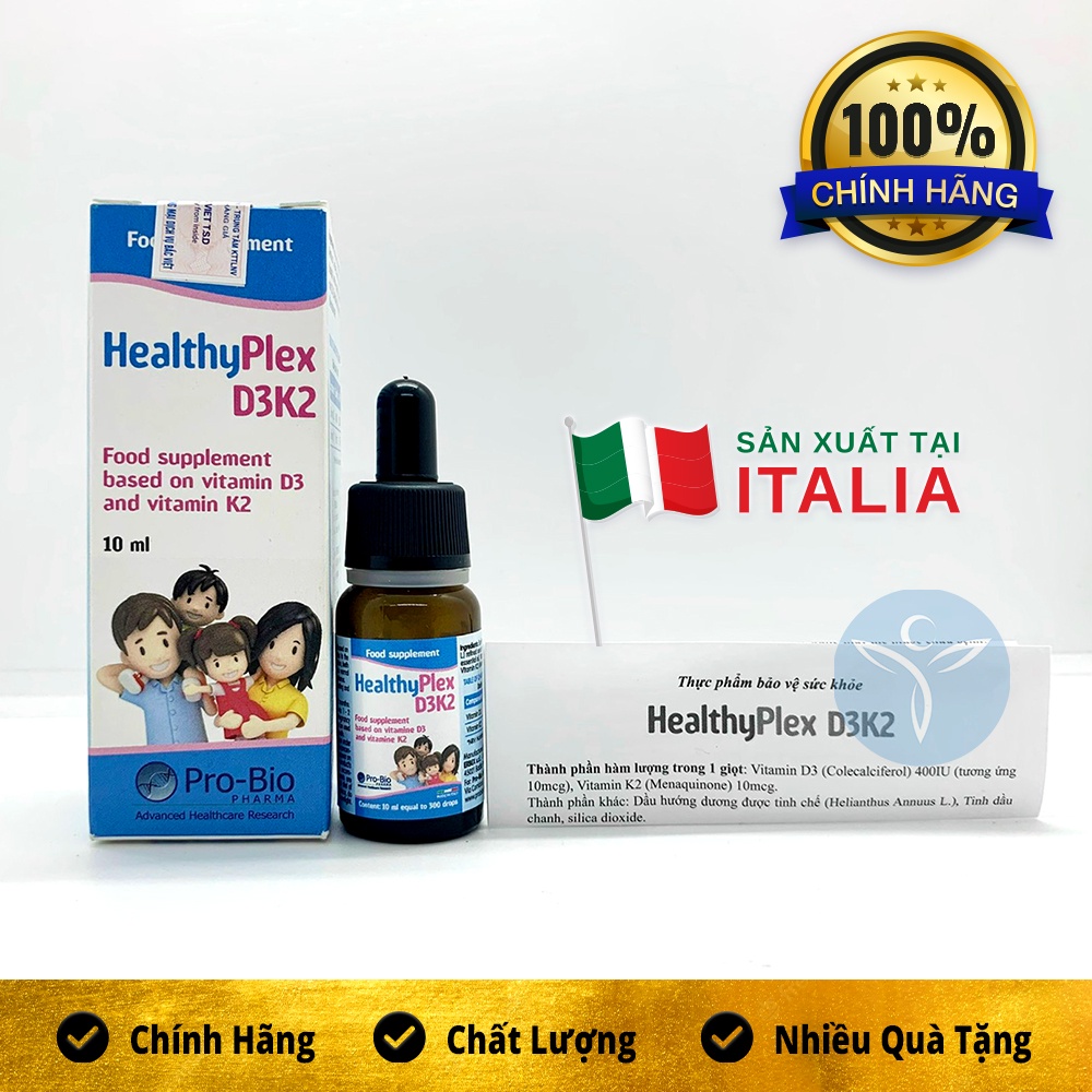 Vitamin D3 K2 Healthyplex 10ml Giúp tăng chiều cao tối đa. Hỗ trợ hệ xương răng chắc khỏe cho bé