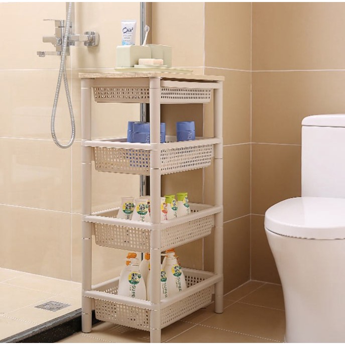 Kệ nhựa nắp gỗ 4 tầng tiện lợi RY268