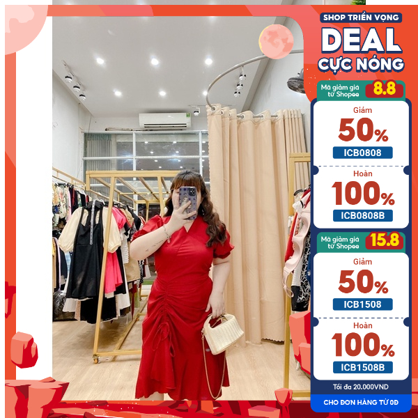 Đầm rút đùi Bigsize đuôi cá vải lụa mango 60-80kg