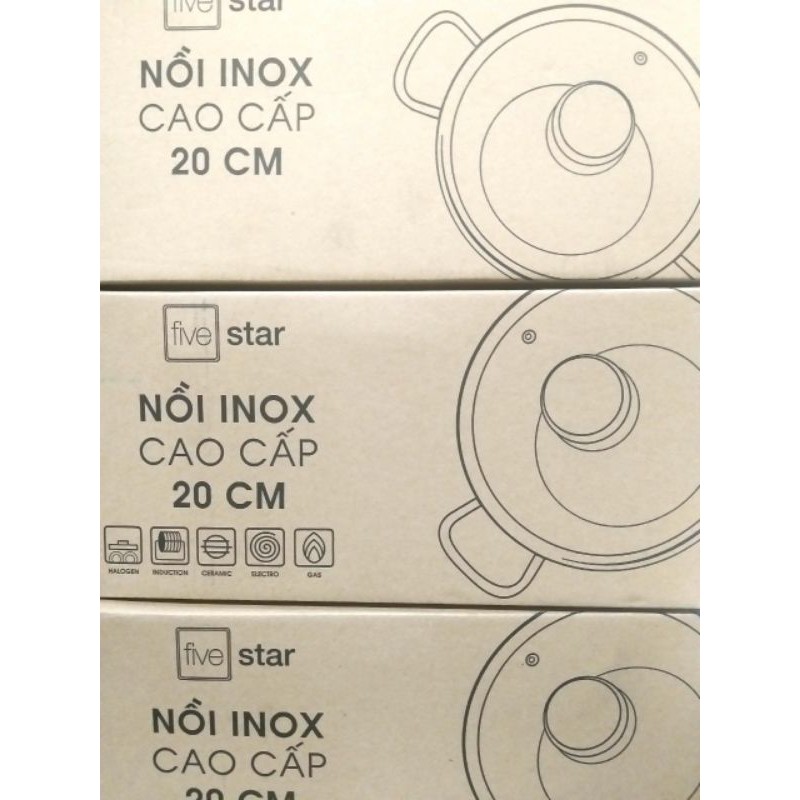 Nồi Five Star cao cấp 3 đáy,20cm(nắp thủy tinh)