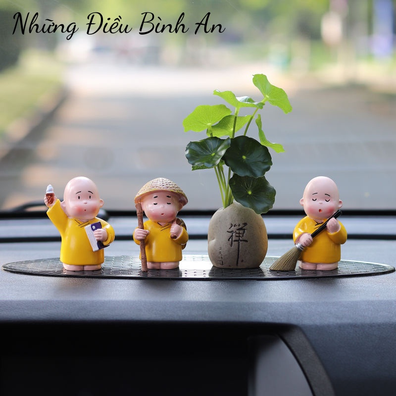 Tượng chú tiểu áo vàng mini dễ thương/ Sét 3 chú tiểu áo vàng ngộ nghĩnh trang trí 💕FREESHIP 50k💕 - Những Điều Bình An