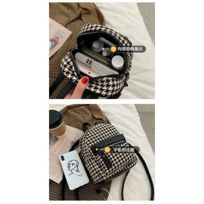 Balo nữ thời trang,balo mini Y&amp;N_shop thời trang công sở,phong cách hàn quốc họa tiết kẻ sọc,chất liệu da PU cao cấp