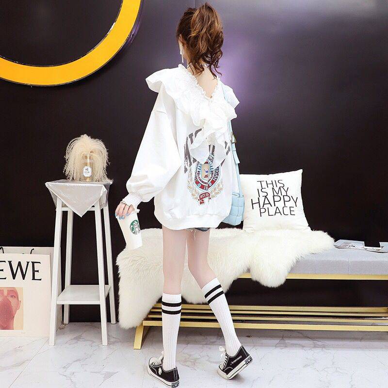 Áo sweater nỉ ngoại cổ trễ WAITMORE 1817 top seller