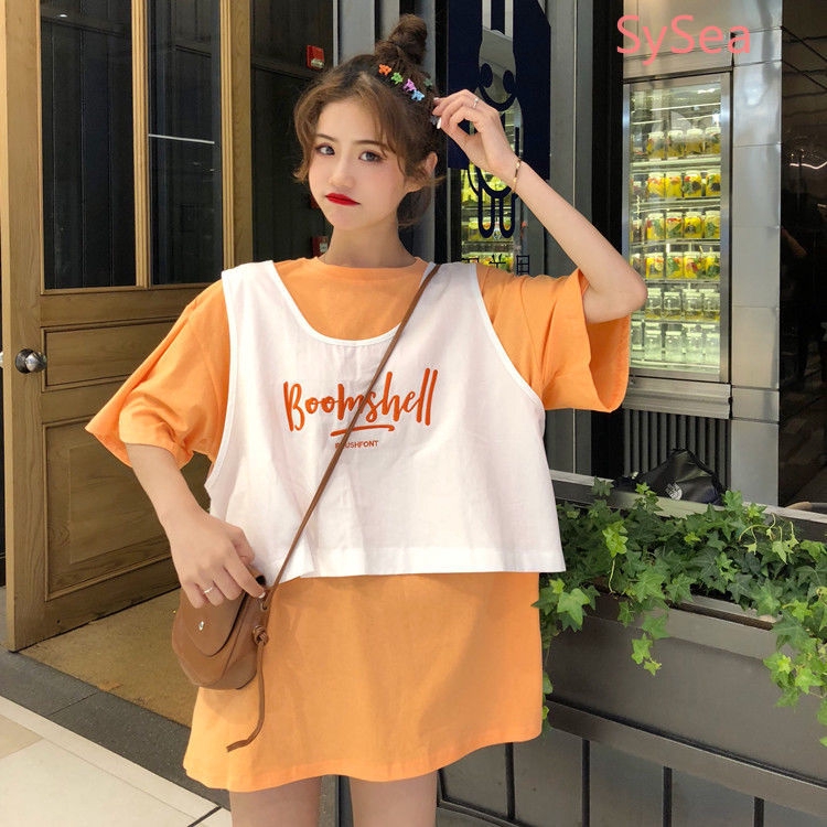 Set Áo Thun Ngắn Tay + Áo Khoác Sát Nách Thời Trang Dành Cho Nữ