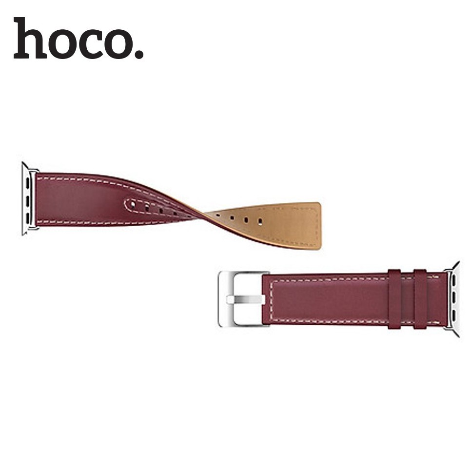 Dây đeo đồng hồ bằng da Hoco cho Apple Watch khóa làm bằng vật liệu thép không gỉ 316L