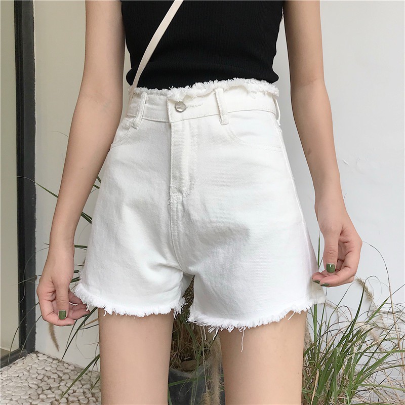 Quần jeans rách hai màu trắng đen tua rua quảng châu | BigBuy360 - bigbuy360.vn