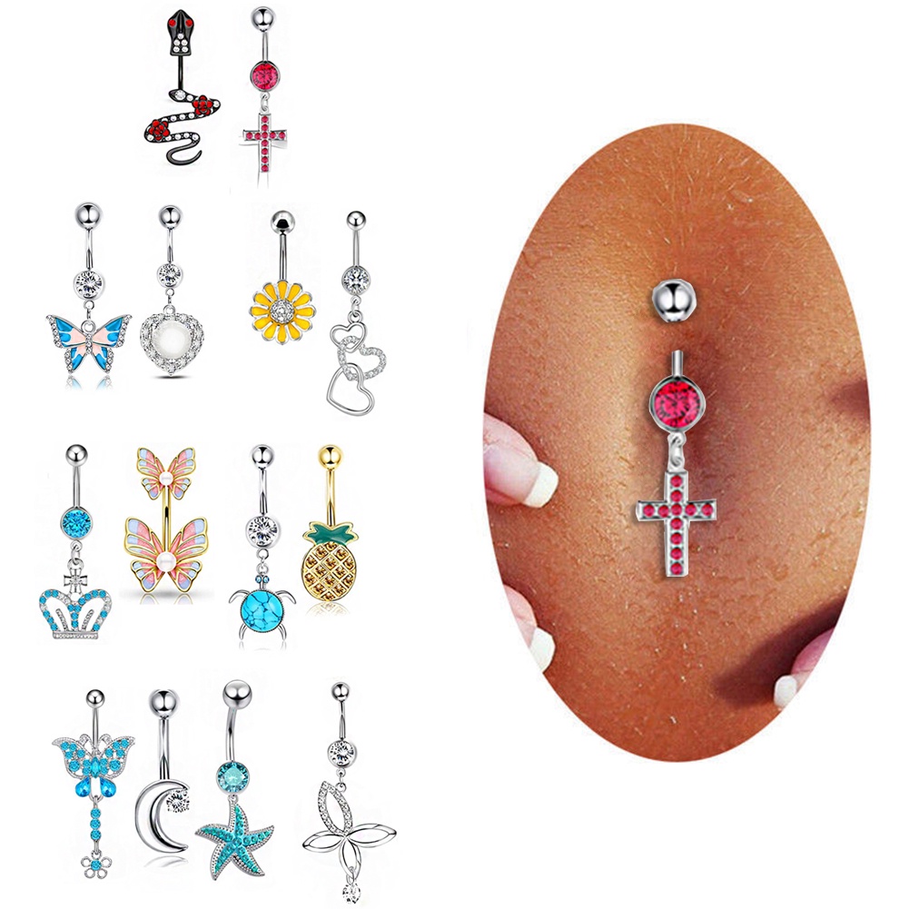 Khuyên Rốn Hình Bướm Đính Đá Thời Trang Cho Nữ