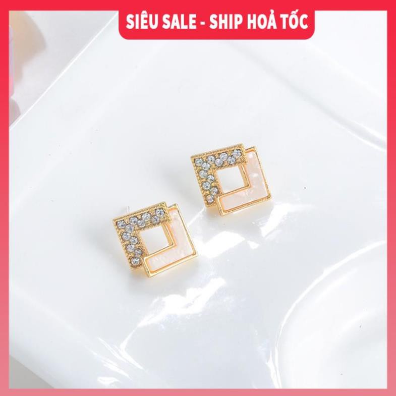 [SIÊU SALE - KÈM ẢNH THẬT] Bông tai đính đá hình thoi| Khuyên tai đẹp| Phong cách Hàn Quốc - Wink Accessories L1AS05