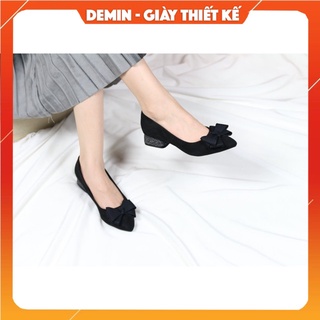 Dcg096 - giày cao gót nữ nơ vải 3p demin