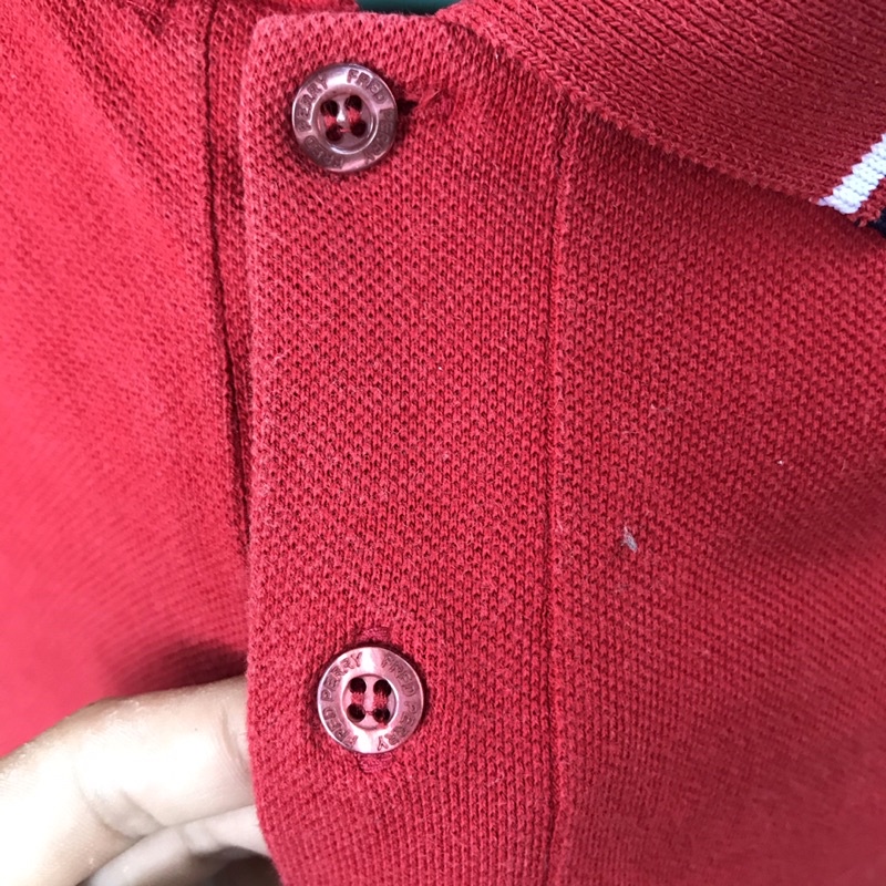 Áo thun ngắn tay có cổ hiệu Fred Perry màu đỏ basic logo size M