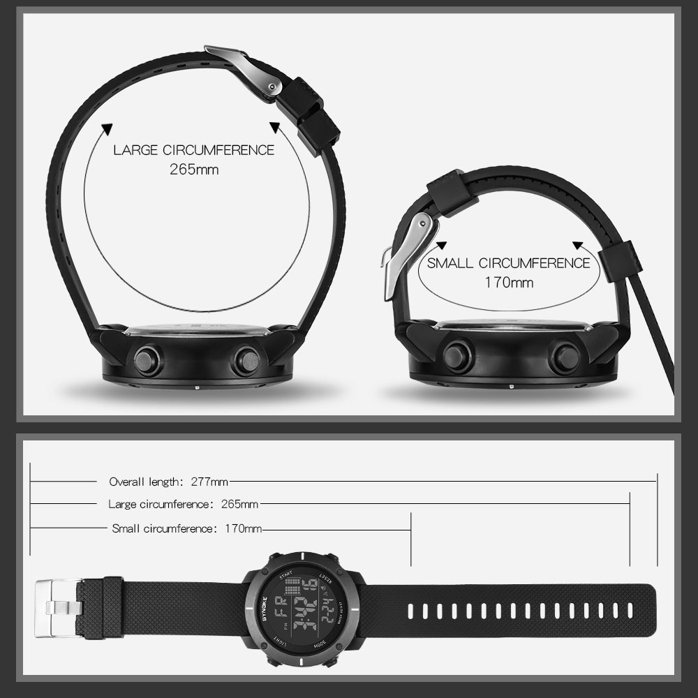 SYNOKE đồng hồ nam LED đa chức năng không thấm nước kỹ thuật số đồng hồ Thể thao đồng hồ nam chính hãng