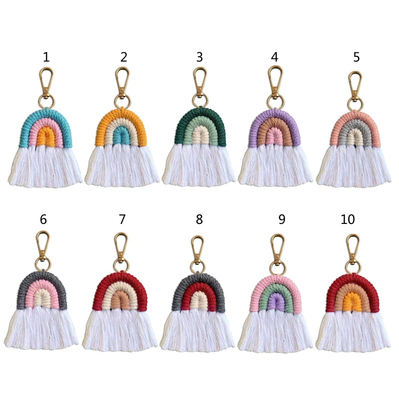 ✿ Móc Khóa Macrame Màu Cầu Vồng Phong Cách Boho Dành Cho Nam Nữ