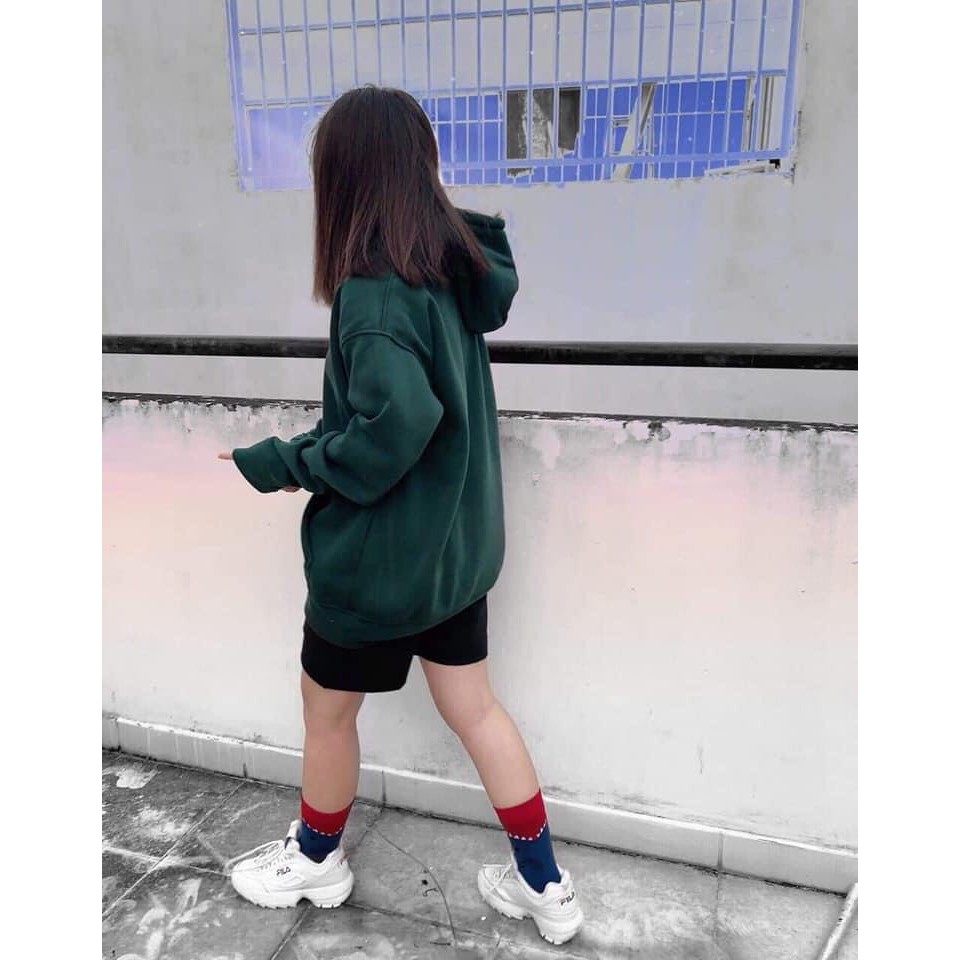 MS66 Áo hoodie trơn nỉ bông unisex oversize form rộng nam nữ dày dặn - DTL