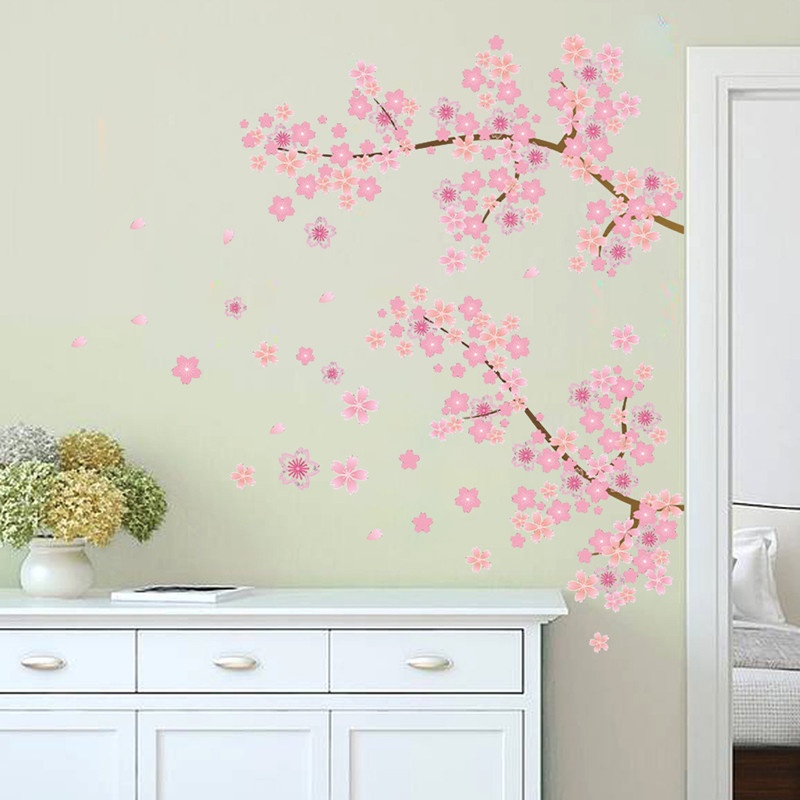 Miếng Dán Tường Trang Trí Hình Hoa Mận Bằng PVC Tự Dính Có Thể Tháo Gỡ Trang Trí Phòng Ngủ/Phòng Khách/Phòng Ngủ Cho Bé