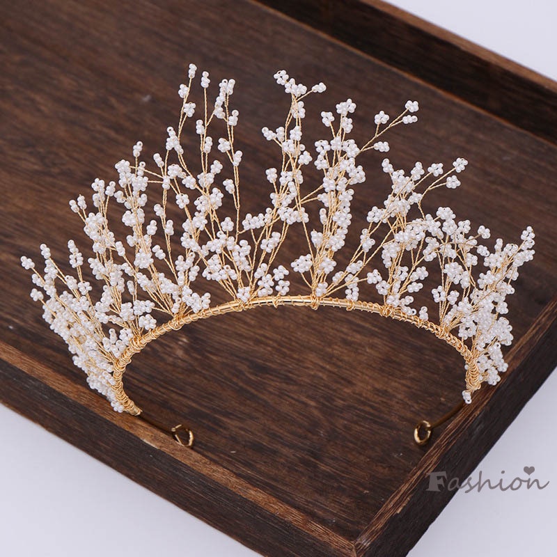 Đôi Khuyên Tai Dáng Dài Đính Ngọc Trai Và Vương Miện Xinh Xắn Cho Cô Dâu