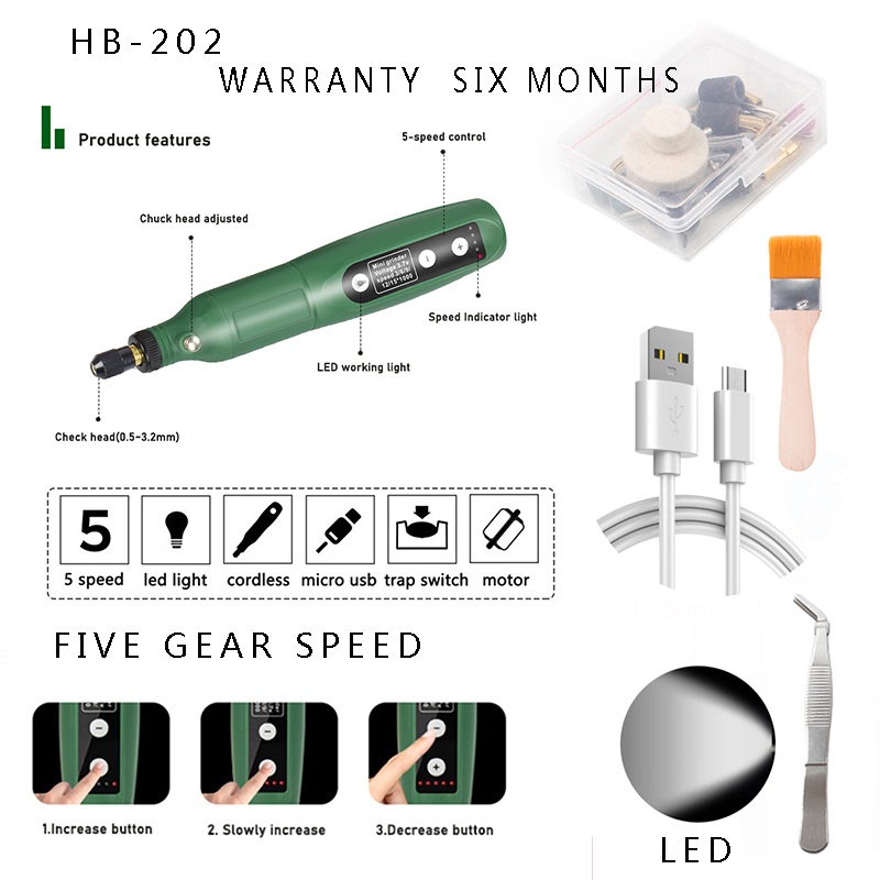 Máy Mài điện Mini 18W Máy đánh Bóng Máy Khoan Có Thể Thay đổi Bút Khắc Công Cụ Bút Máy Khoan điện