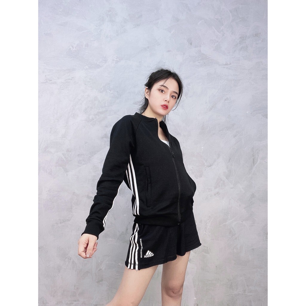 (HÀNG XUẤT XỊN) Áo khoác das đen 1782 3-STRIPES TRACKTOP WOMEN Made in Cambodia full tag code  SIZE S M L | BigBuy360 - bigbuy360.vn