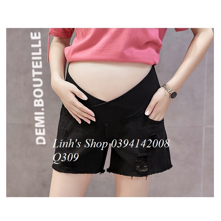 Quần Đùi Bầu Jean Xinh Trẻ Trung Năng Động Q309