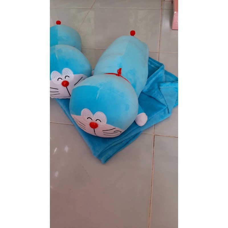 Gối Có Mền hình Mèo Doremon 3in1, Chăn Gối Văn Phòng Cao Cấp VIP