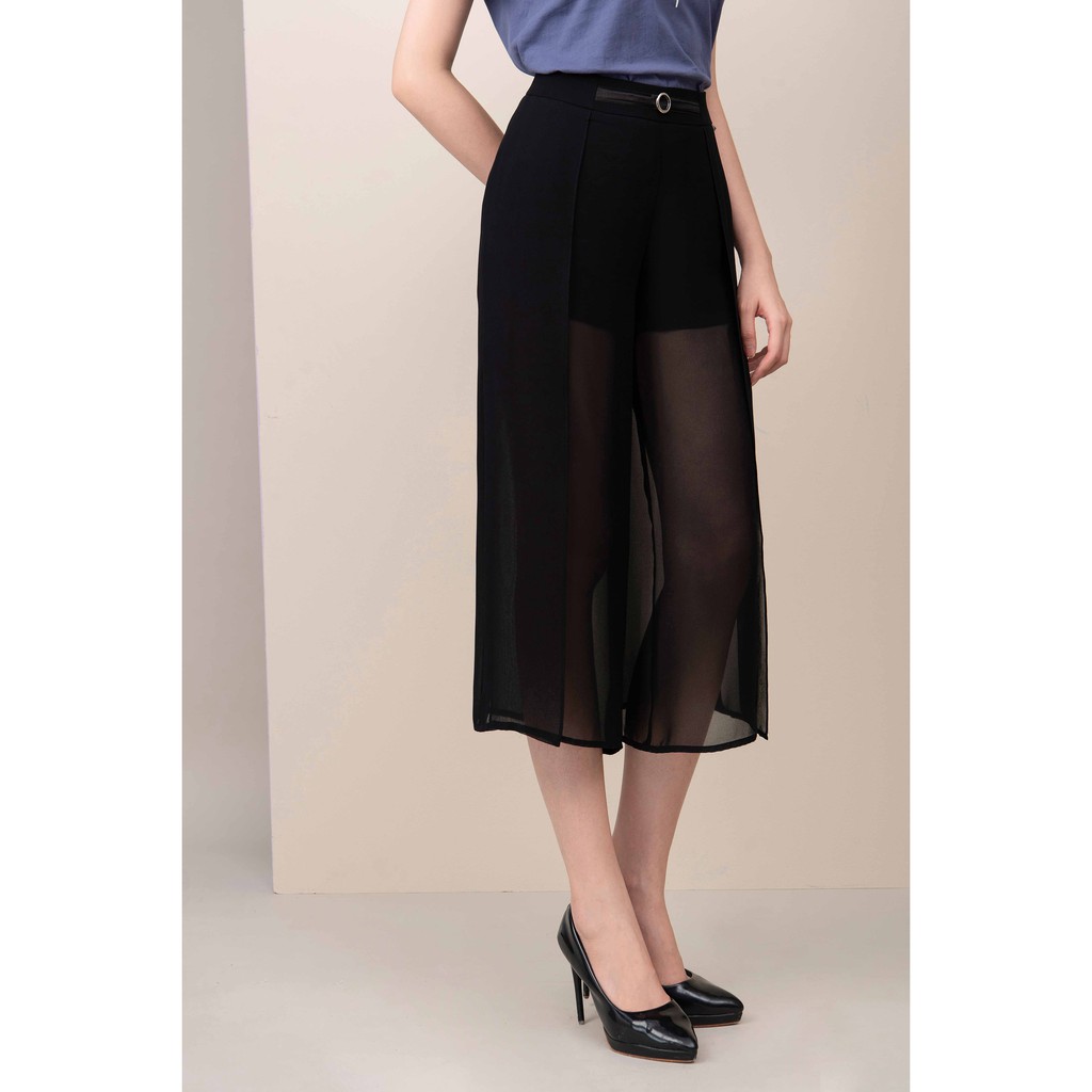 Quần shorts đen giả culottes phủ voan ngựa Hàn Quốc TOSON