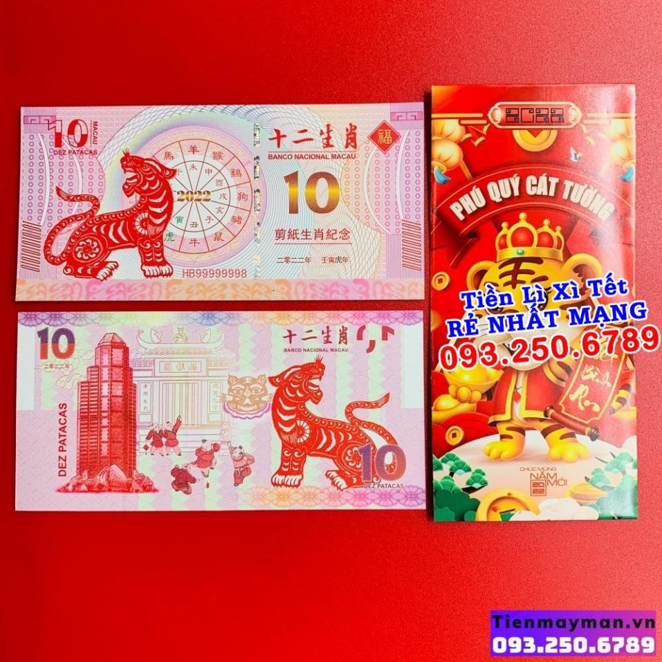 ⭐ FREE SHIP⭐ Tiền Con Cọp Macao 10 Patacas may mắn lì xì tết 2022, Quà Tết 2022