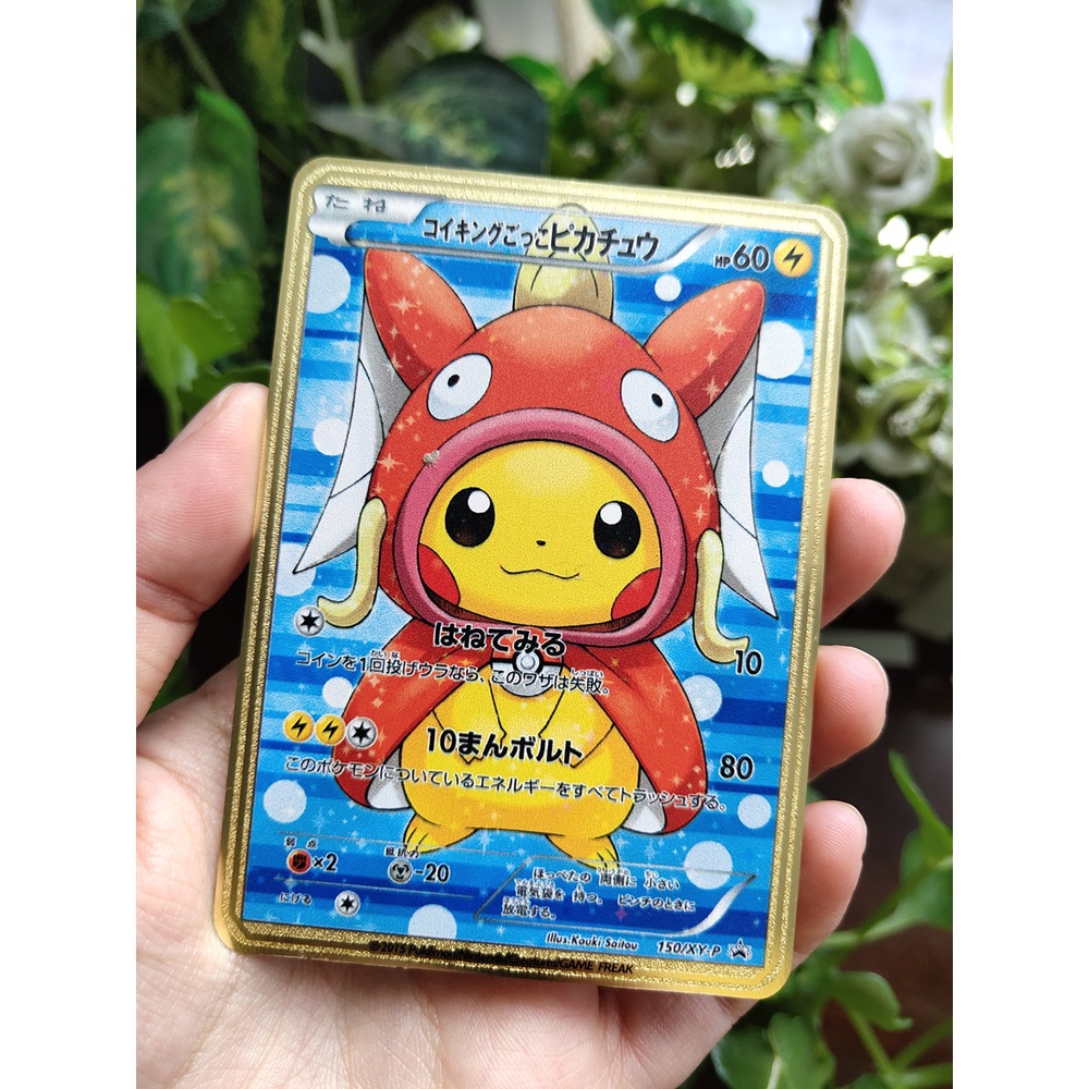 Pikachu Cosplay Pokemon Metal card Japanese version Charizard Golden Game Cards kids birthday gift