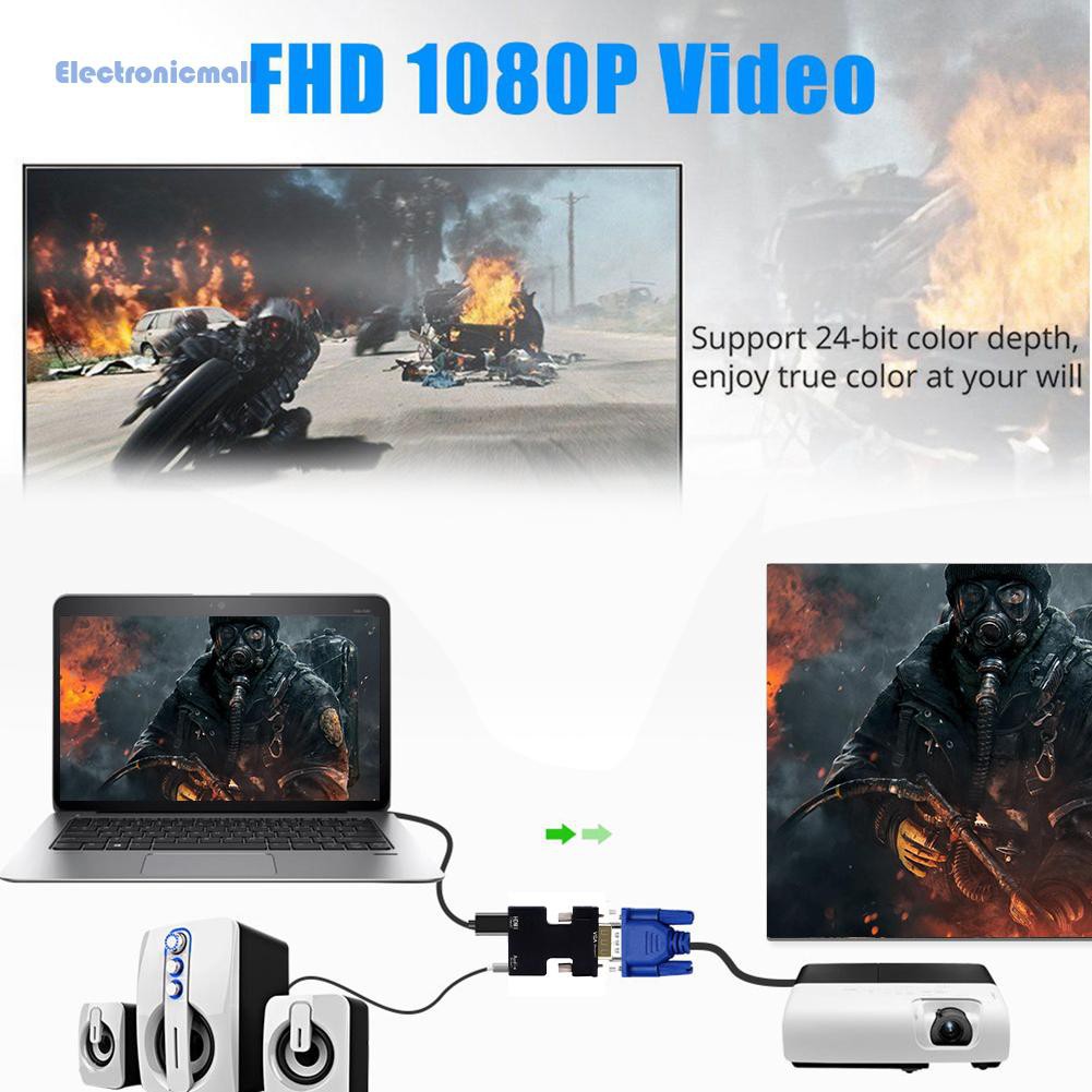 Bộ Chuyển Đổi Âm Thanh / Video Kỹ Thuật Số Hd 1080p Hdmi-Compatible Sang Vga Cho Pc