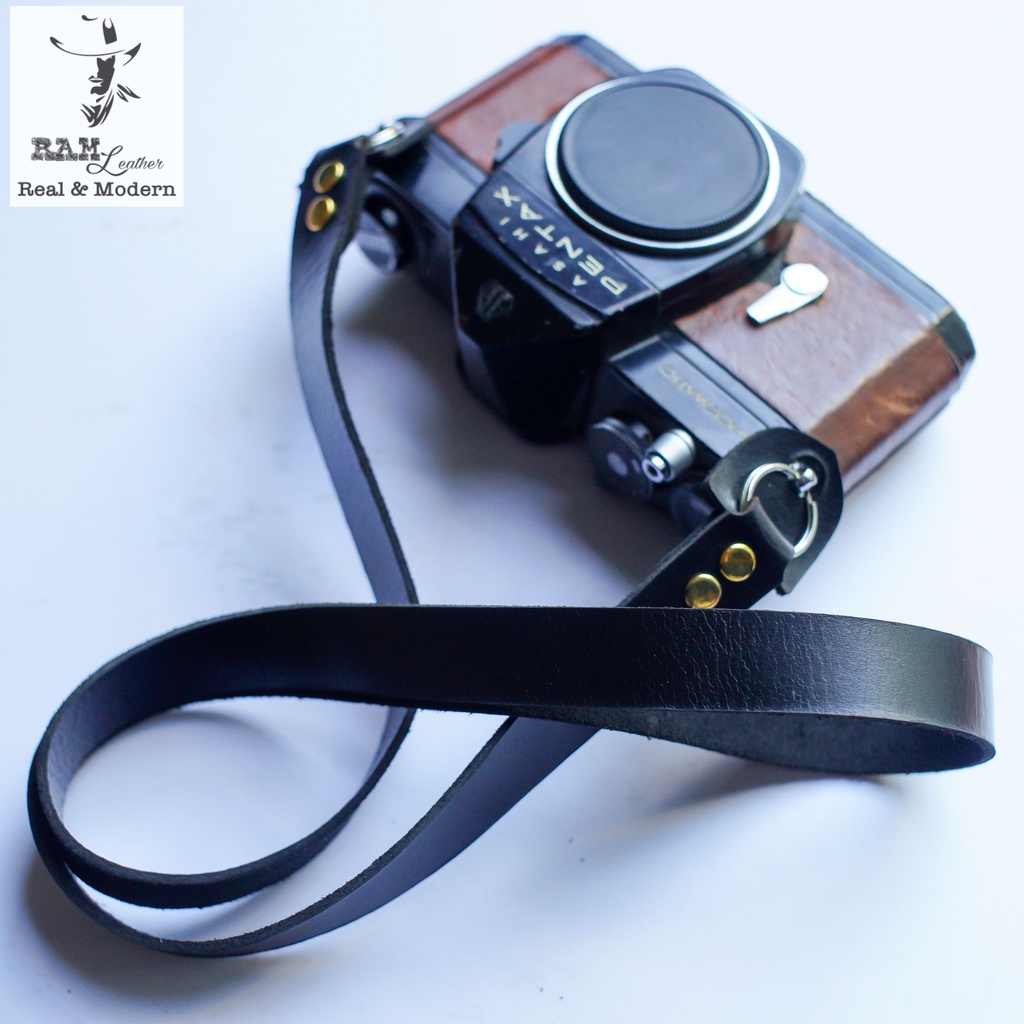 Dây máy ảnh vintage Canon da bò thật RAM Leather