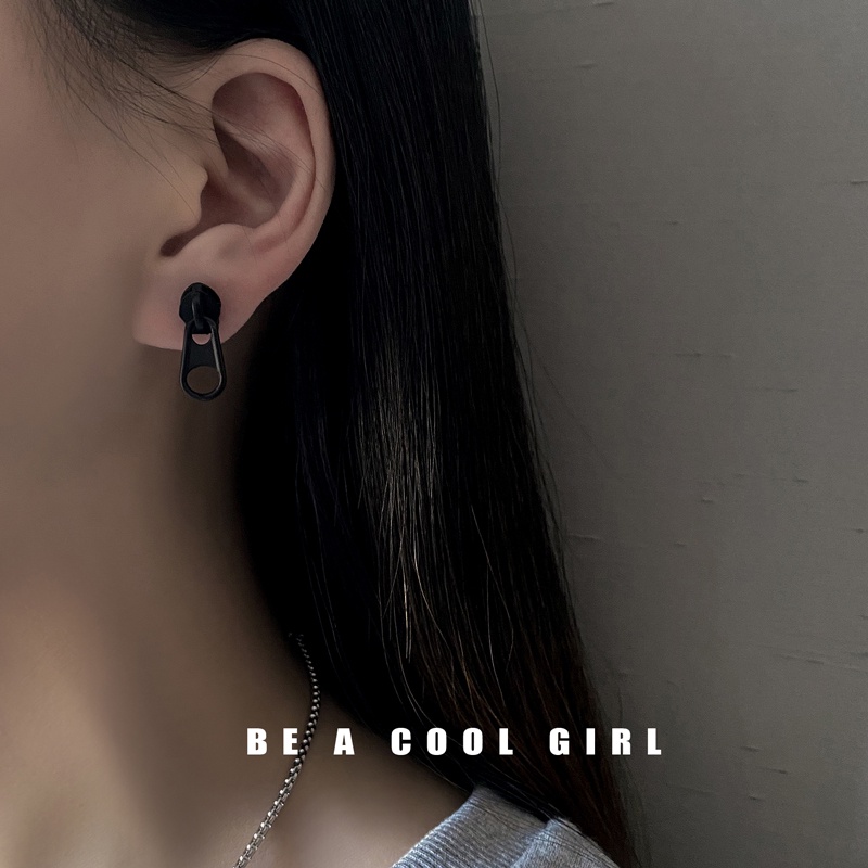 Khuyên tai hình khóa kéo độc đáo phong cách hip hop cá tính cho nam và nữ