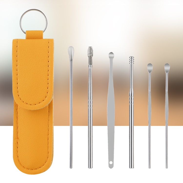 Bộ Dụng Cụ Lấy Ráy Tai, Massage tai Inox 6 Món DUASHOP.