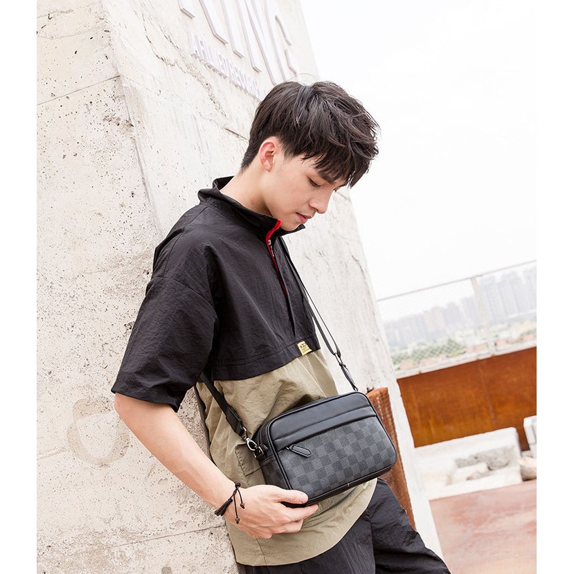 Túi đeo chéo nam nữ caro da chống nước chống trầy cao cấp | BigBuy360 - bigbuy360.vn