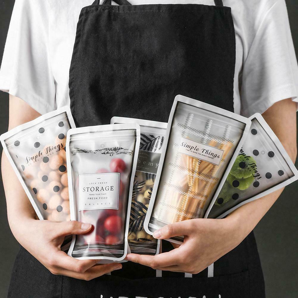 4Pcs Reusable  Food Preservative Zipper Bag / Snacks Mason Jar Bottles Bags / Fresh Food Storage Bag