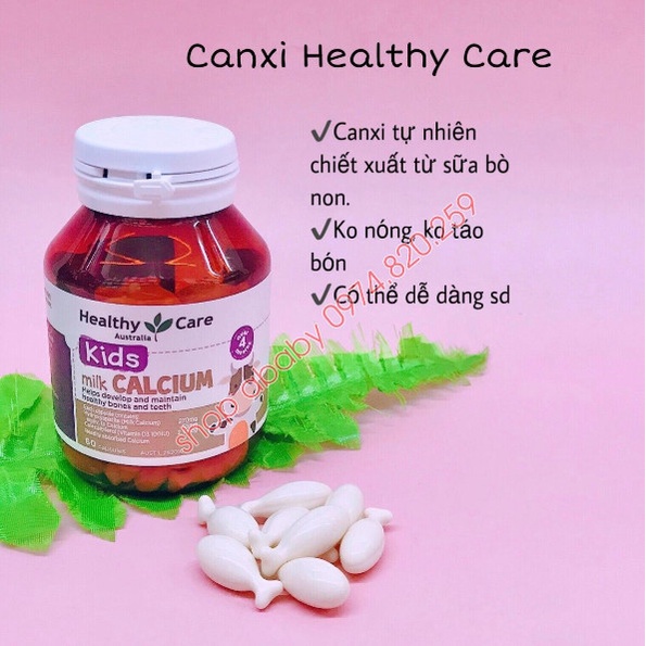 Viên Uống Bổ Sung Canxi Sữa Cho Bé - Milk Calcium Healthy care, Lọ 60 viên của Úc