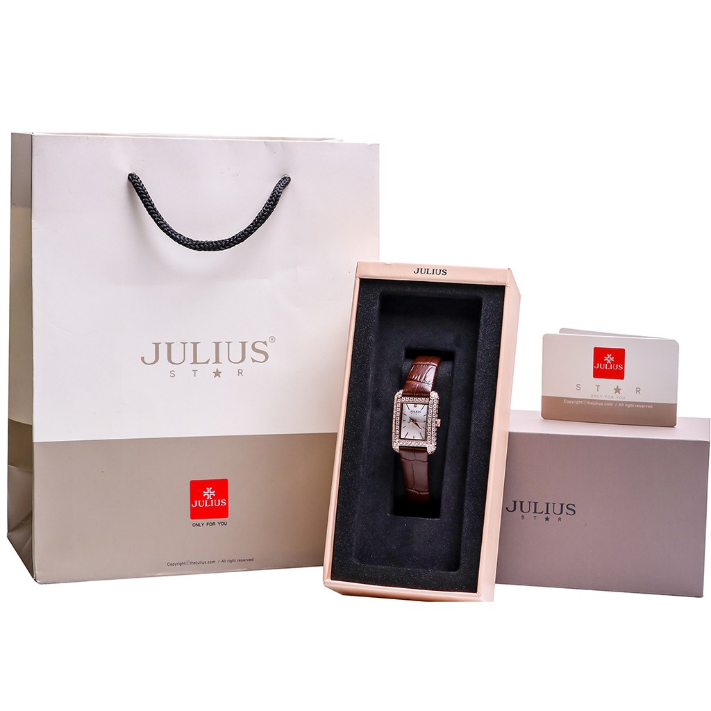 Đồng hồ nữ Julius Star JS-046 dây da kính Sapphie | Julius Official