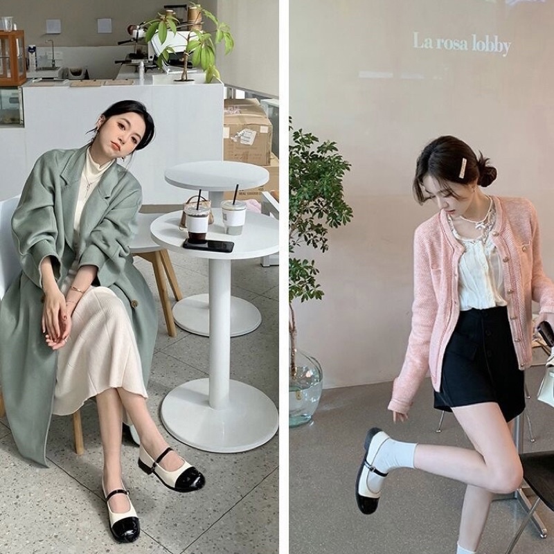 Giày lolita quai mảnh KERRY hai màu kết hợp phong cách Hàn Quốc