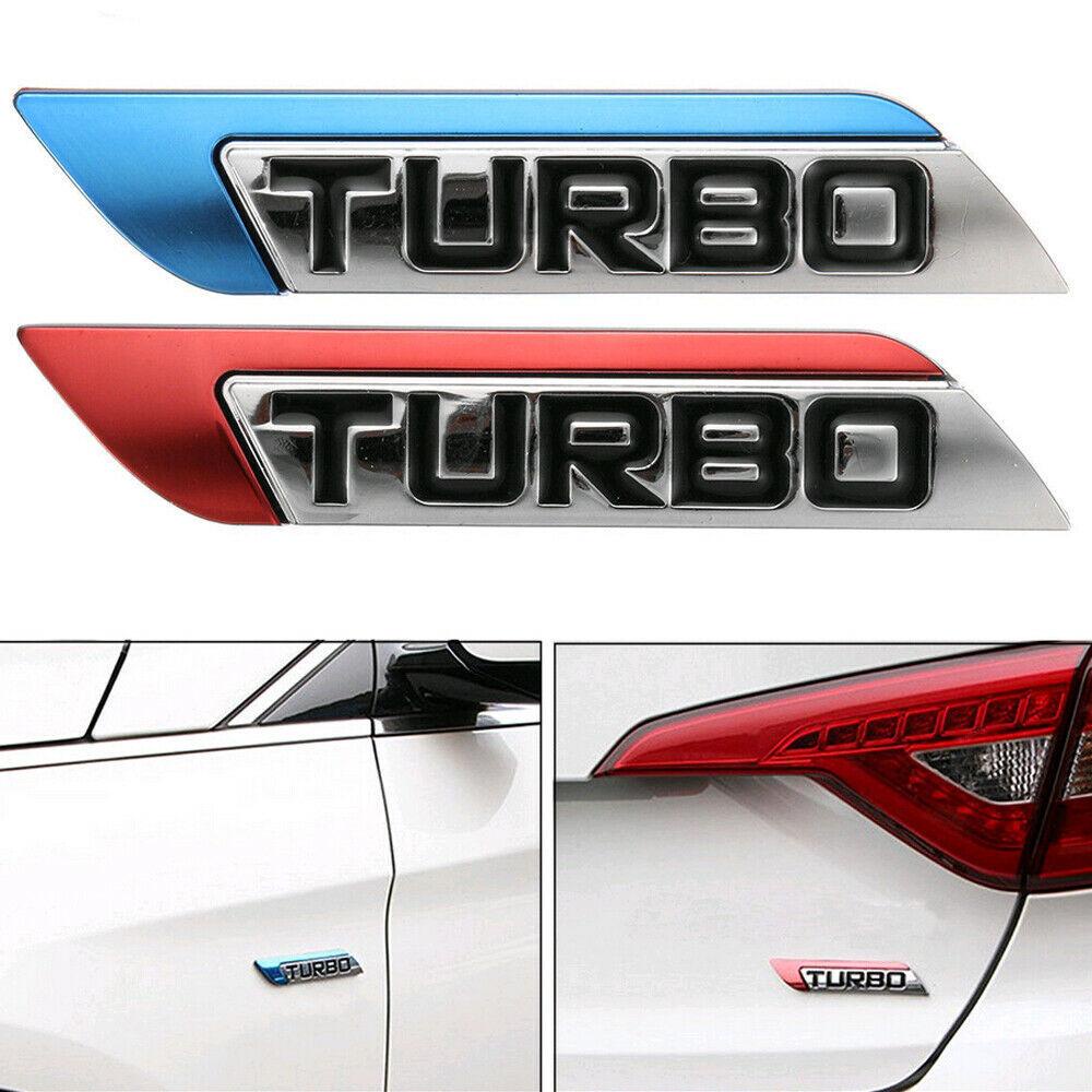 1 Miếng Dán Trang Trí Thân Xe Hơi Hình Biểu Tượng Turbo 3D Màu Đỏ Bằng Kim Loại