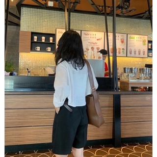 Áo sơ mi  croptop đũi