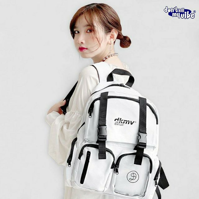 DKMV Balo Logo màu trắng tặng kèm Tote Don't Kill My Vibe | Logo Backpack - White