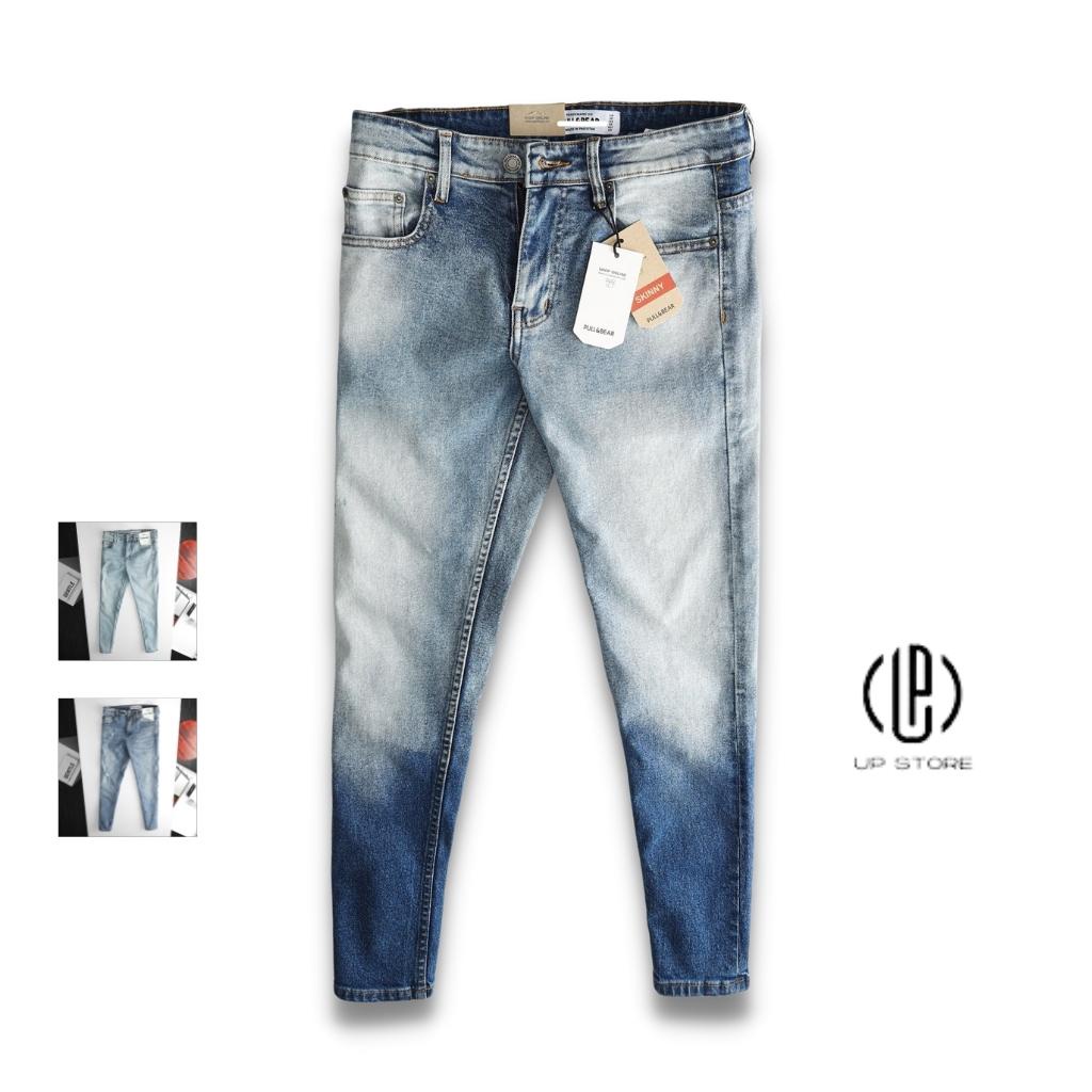 Quần jean nam cao cấp dài siêu chất wash xanh bạc upstore