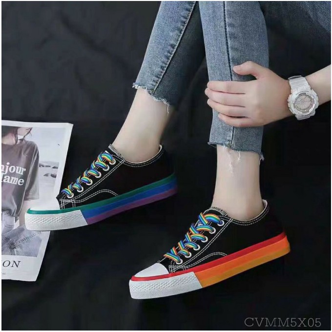 Mẫu Giầy Mới Nhất 2019 Giầy Thể Thao Đế Và Dây Cầu Vồng (M639) (Fullbox +Tặng Bộ Đôi Dây Màu và Dây Trắng)