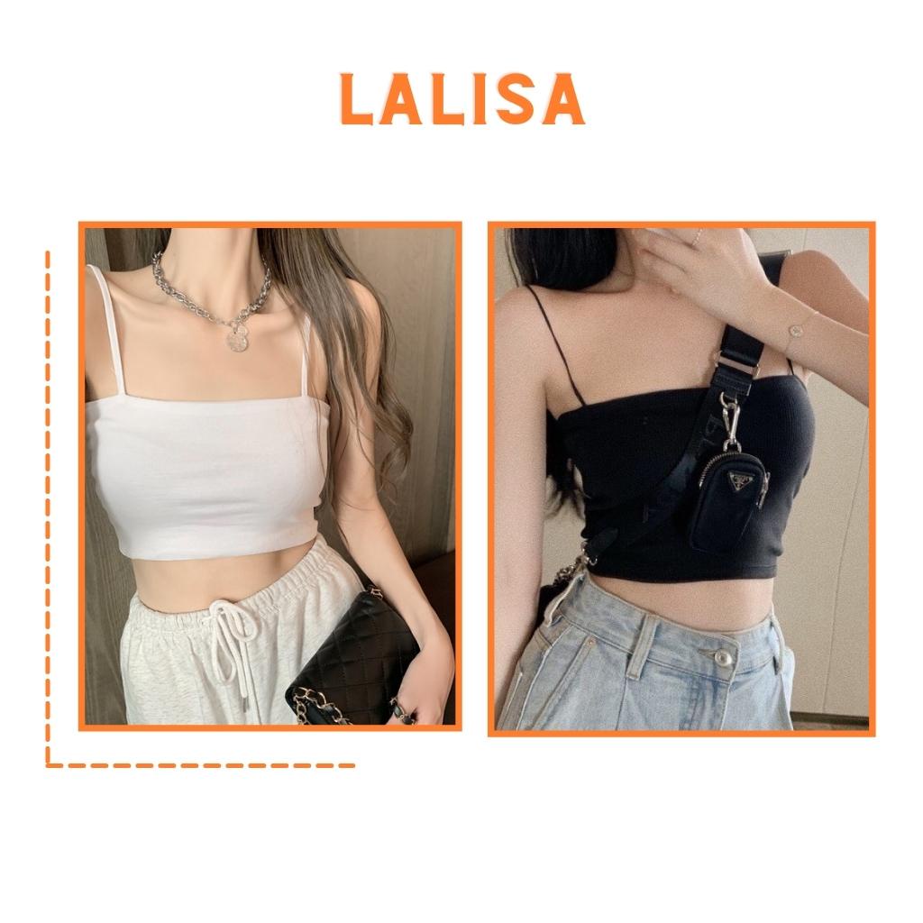 Áo Croptop 2 Dây LALISA Thiết Kế Cúp Ngực Chất Thun Cao Cấp Kiểu Hàn Quốc Hai Màu Trắng Đen AO009