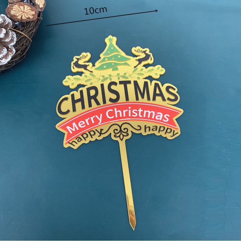 Cây Cắm Trang Trí Bánh Kem Hình Chữ Merry Christmas