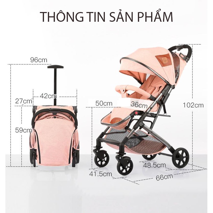 Xe đẩy em bé 2 chiều 3 tư thế gấp gọn, siêu nhẹ, trọng tải 50kg - ảnh sản phẩm 3