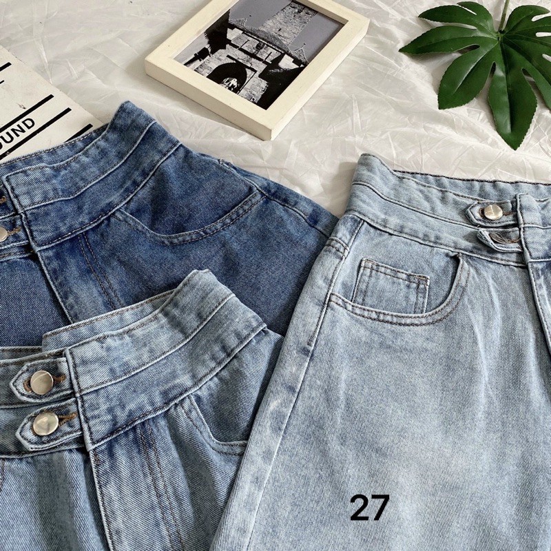 Quần ngố jean nữ lưng cao kiểu quần lửng 2 nút hàng VNXK MS27 thời trang bigsize 2KJean